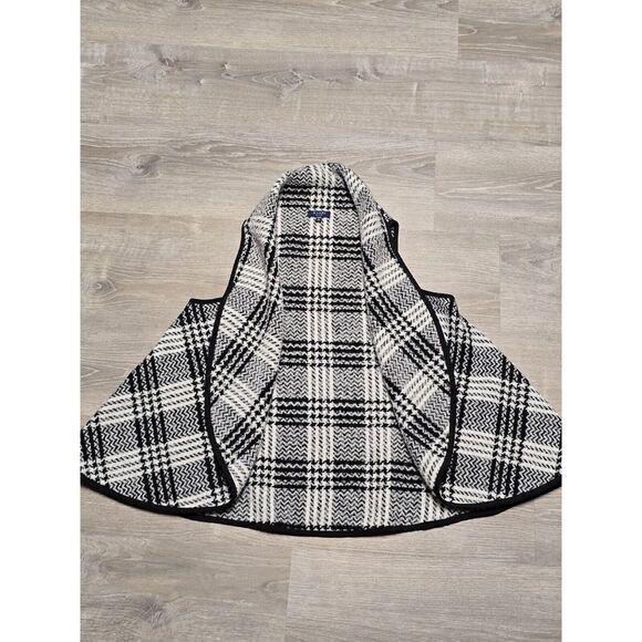 Kaari Blue Women's Black & White Plaid Open Front Sweater Vest Size S/M - Picture 2 of 10